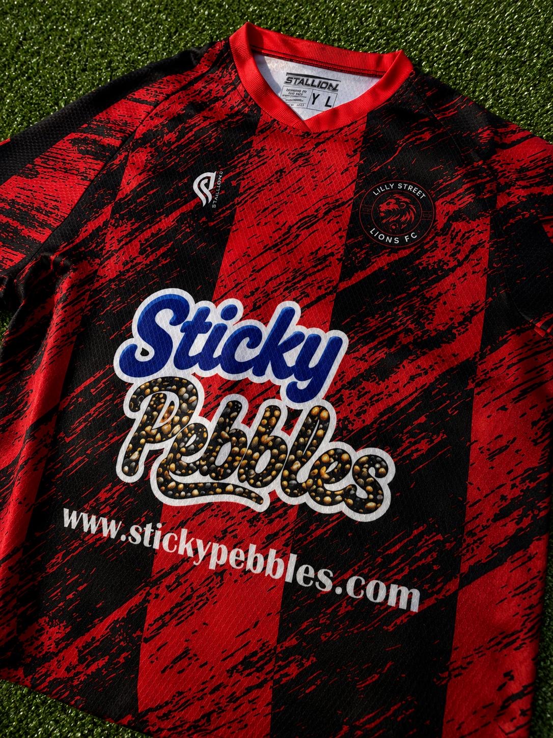 Lilly Street Lions FC red and black home kit front