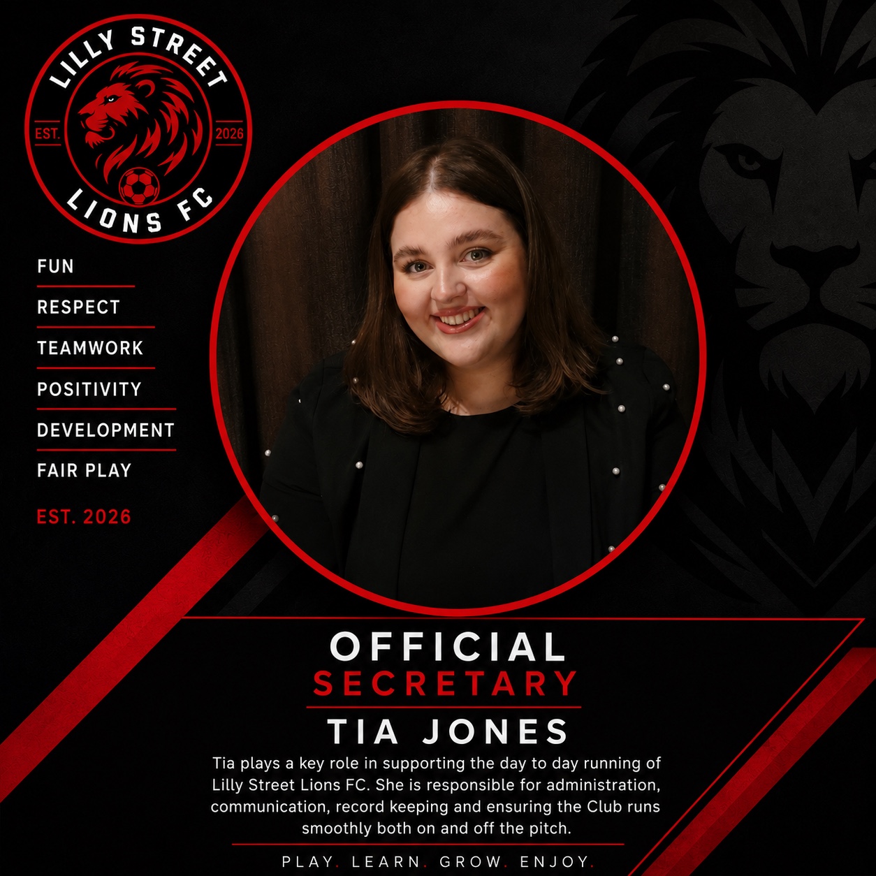 Tia Jones, Secretary